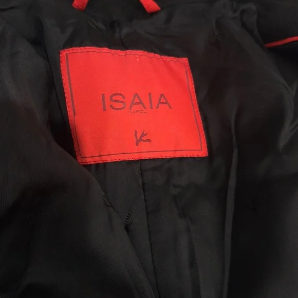 ISAIA San Gennaro Men's Black Wool Coat EU 50 Made in Italy - Picture 8 of 15